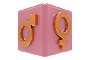 Male, female sex sign. Gender symbols illustration. 3D rendering. 3D Gender Symbols png