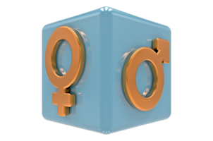 Male, female sex sign. Gender symbols illustration. 3D rendering. 3D Gender Symbols png