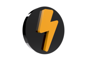 3D Icon of energy thunder lightning bolt symbol or electricity power electric sign symbol PNG Transparent Background