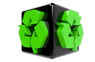 3d grüner glänzender Recycling-Symbol png transparenter Hintergrund