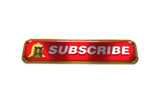 Subscribe button for social media. Subscribe to video channel, blog and newsletter. Red button with hand cursor and bell for subscription png