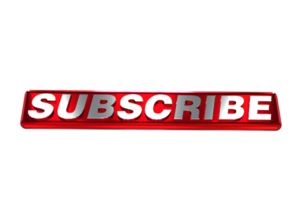 Subscribe button for social media. Subscribe to video channel, blog and newsletter. Red button with hand cursor and bell for subscription png