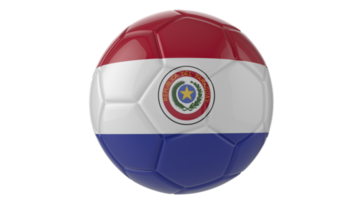 3d realistic soccer ball with the flag of Paraguay on it isolated on transparent PNG background