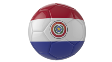 3d realistic soccer ball with the flag of Paraguay on it isolated on transparent PNG background