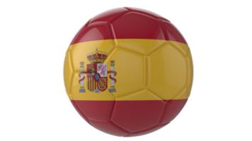 3d realistic soccer ball with the flag of spain on it isolated on transparent PNG background