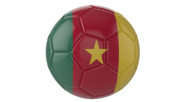 3d realistisk fotboll boll med de flagga av cameroon på den isolerat på transparent png bakgrund