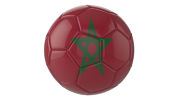 Ballon de football réaliste 3d avec le drapeau du maroc dessus isolé sur fond png transparent