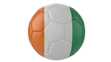 Balón de fútbol realista en 3d con la bandera de costa de marfil aislado sobre fondo png transparente