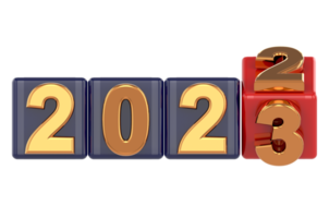 New year 2023 modern design style 3D typography of 2023 logo PNG