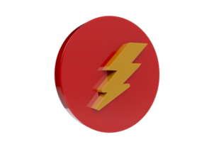 icono 3d de símbolo de rayo de trueno de energía o símbolo de signo eléctrico de energía eléctrica png fondo transparente