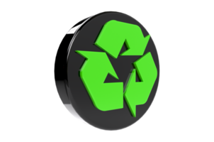 3d grön skinande återvinning symbol png transparent bakgrund