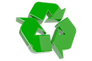 3d groen glimmend recycling symbool PNG transparant achtergrond