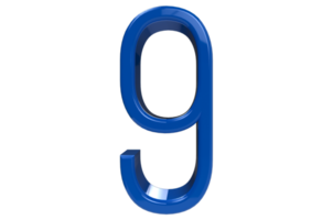 Number 9 3d blue isolated on Transparent Background - 3d rendering png