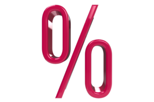 3d Percent sign - icon on the transparent background. 3d render illustration png