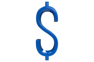 US dollar symbol. 3d icon. PNG illustration on isolated transparent background. USA cash label. USA financial mark.