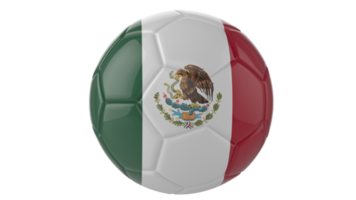 3d realistic soccer ball with the flag of Mexico on it isolated on transparent PNG background