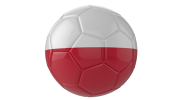 3d realistic soccer ball with the flag of Poland on it isolated on transparent PNG background