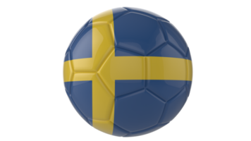 3d realistisk fotboll boll med de flagga av Sverige på den isolerat på transparent png bakgrund