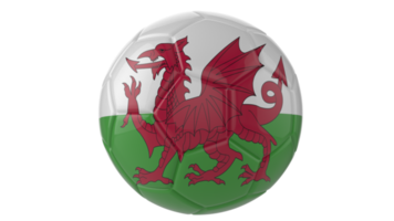 3d realistic soccer ball with the flag of  Wales on it isolated on transparent PNG background