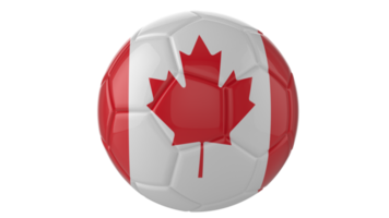 3d bola de futebol realista com a bandeira do canadá isolada em fundo png transparente