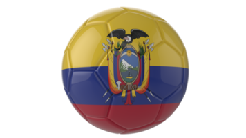 3d realistico calcio palla con il bandiera di ecuador su esso isolato su trasparente png sfondo