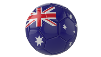 Ballon de football réaliste 3d avec le drapeau de l'australie dessus isolé sur fond png transparent