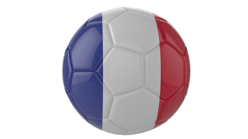 3d realistic soccer ball with the flag of France on it isolated on transparent PNG background