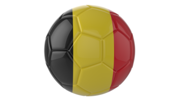 3d bola de futebol realista com a bandeira da bélgica isolada em fundo png transparente