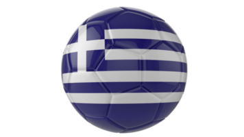 Balón de fútbol realista en 3d con la bandera de grecia aislado en un fondo png transparente