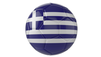 3d realistic soccer ball with the flag of Greece on it isolated on transparent PNG background