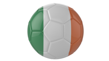 Balón de fútbol realista en 3d con la bandera de irlanda aislado en un fondo png transparente