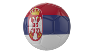 Ballon de football réaliste 3d avec le drapeau de la serbie dessus isolé sur fond png transparent