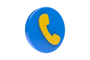 3D Render Telephone Call Icon with Transparent Background png