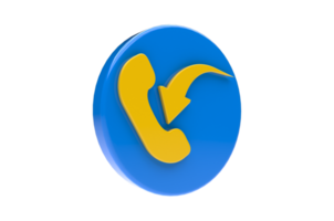 3D Render Incoming Telephone Call Icon with Transparent Background png