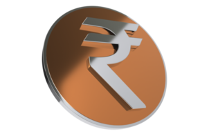 Golden Rupees Sign Symbol 3D Render PNG