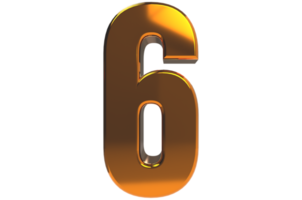 Number 6 3d render illustration png