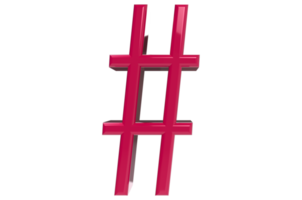 3D-Hashtag rosa Zeichen transparenter Hintergrund png