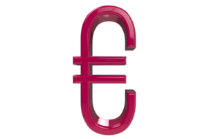 3d renderização de sinal de euro rosa png com fundo transparente