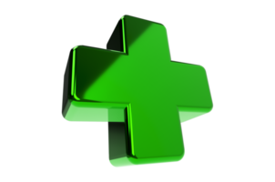 Green 3d Plus Sign on Transparent png background