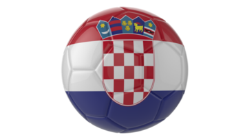 3d realistic soccer ball with the flag of Croatia isolated on transparent PNG background