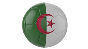 Ballon de football réaliste 3d avec le drapeau de l'algérie dessus isolé sur fond png transparent