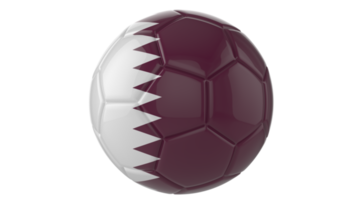 Balón de fútbol realista en 3d con la bandera de qatar aislado sobre fondo png transparente