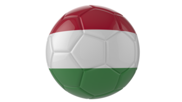 3d realistic soccer ball with the flag of Hungary on it isolated on transparent PNG background