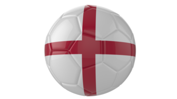 3d realistic soccer ball with the flag of England on it isolated on transparent PNG background