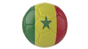 3d bola de futebol realista com a bandeira do senegal isolada em fundo png transparente