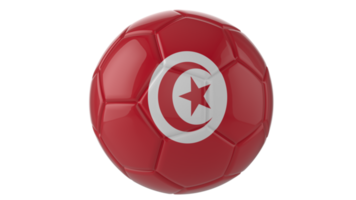 3d realistic soccer ball with the flag of Tunisia on it isolated on transparent PNG background