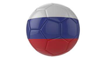 3d realistic soccer ball with the flag of Russia on it isolated on transparent PNG background