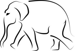 Elephant drawing, illustration, vector on white background.