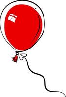 Red balloon, illustration, vector on white background.