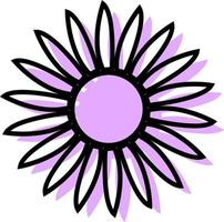 Flower with thin petals, icon illustration, vector on white background